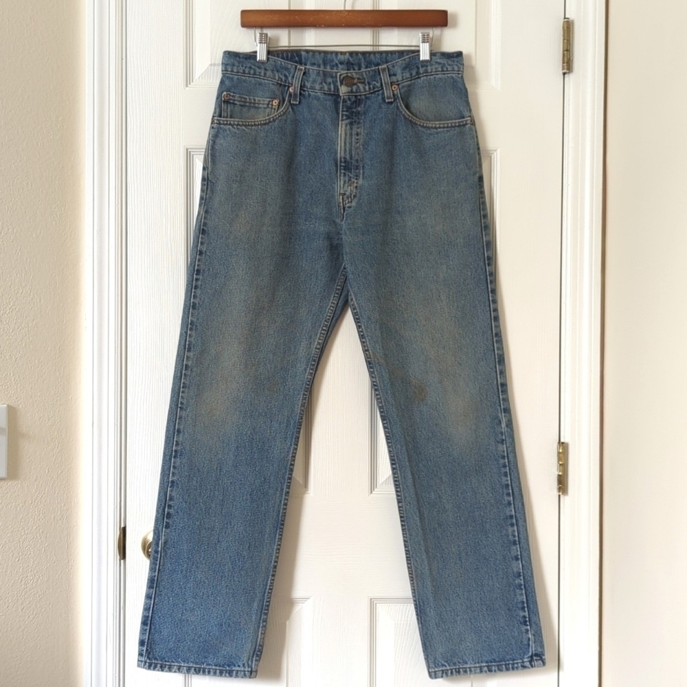 Levi's 90's Vintage 505 Medium Wash Regular Fit Straight Leg Jeans 34 x 30
